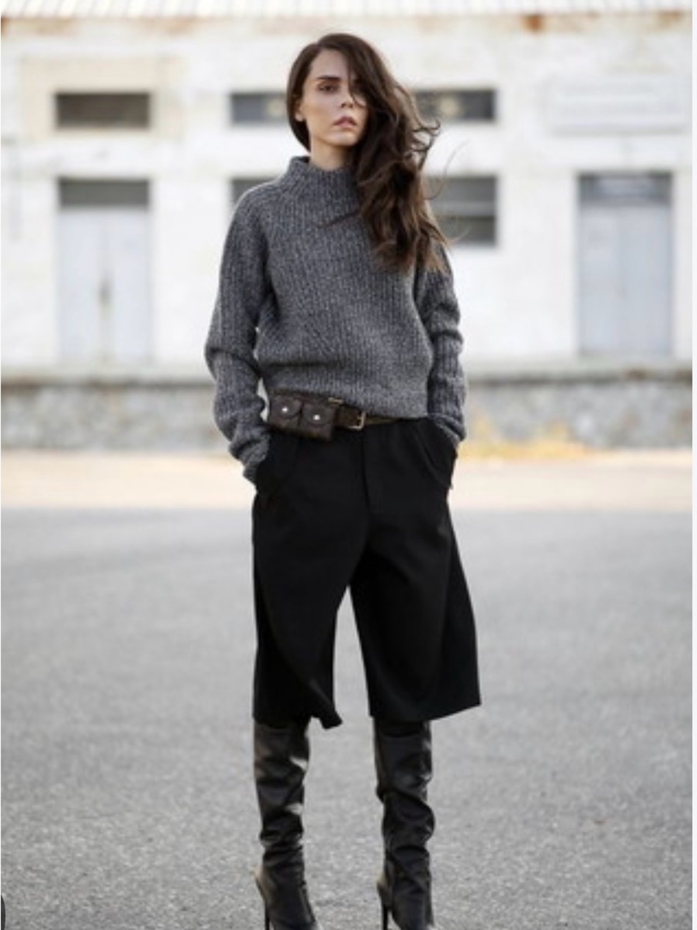 Black Label Ralph Lauren Black Pleated Wide-Leg crop Culotte Bermuda Gaucho W 8